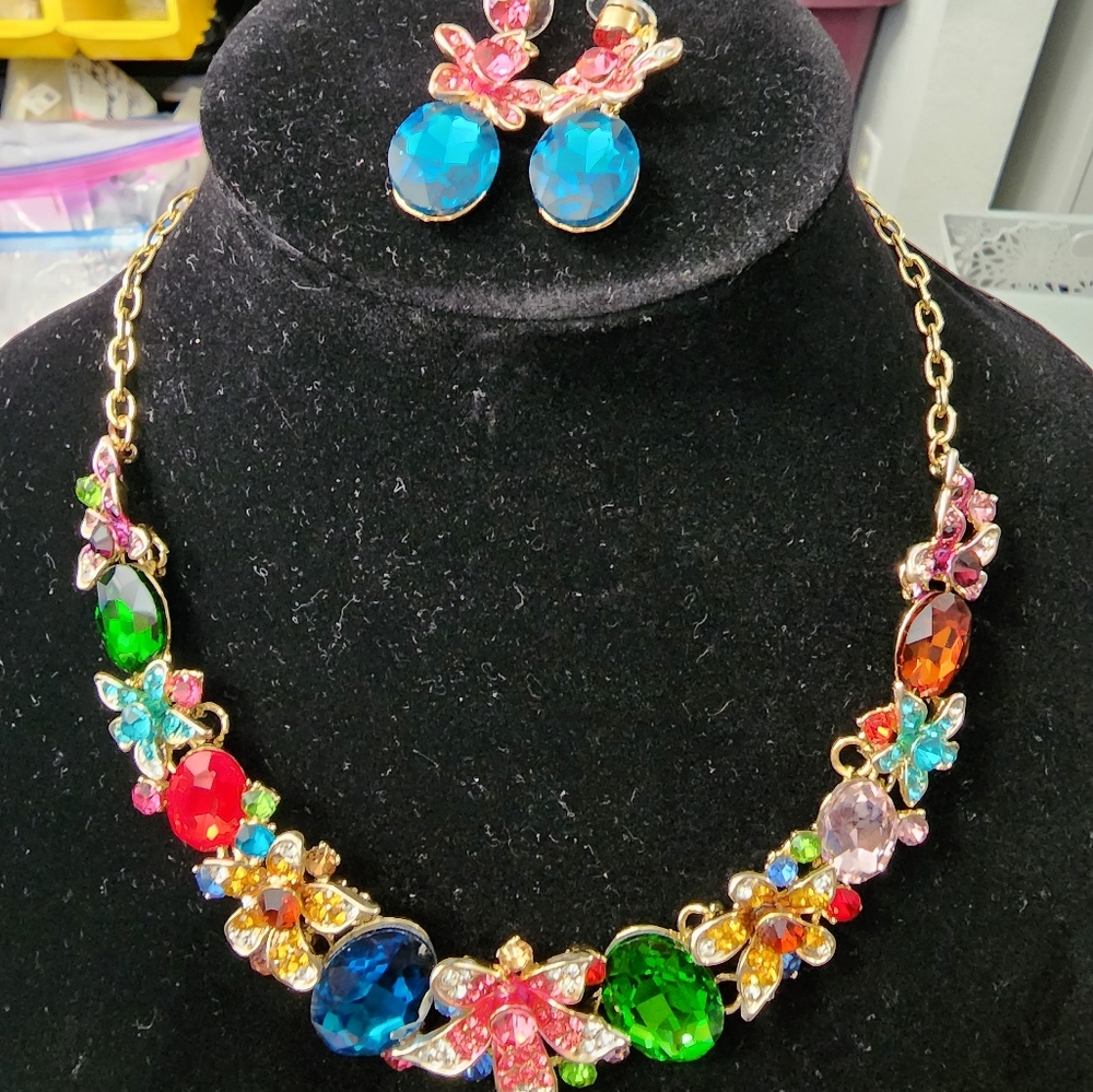 Crystal Chocker & Earrings Set